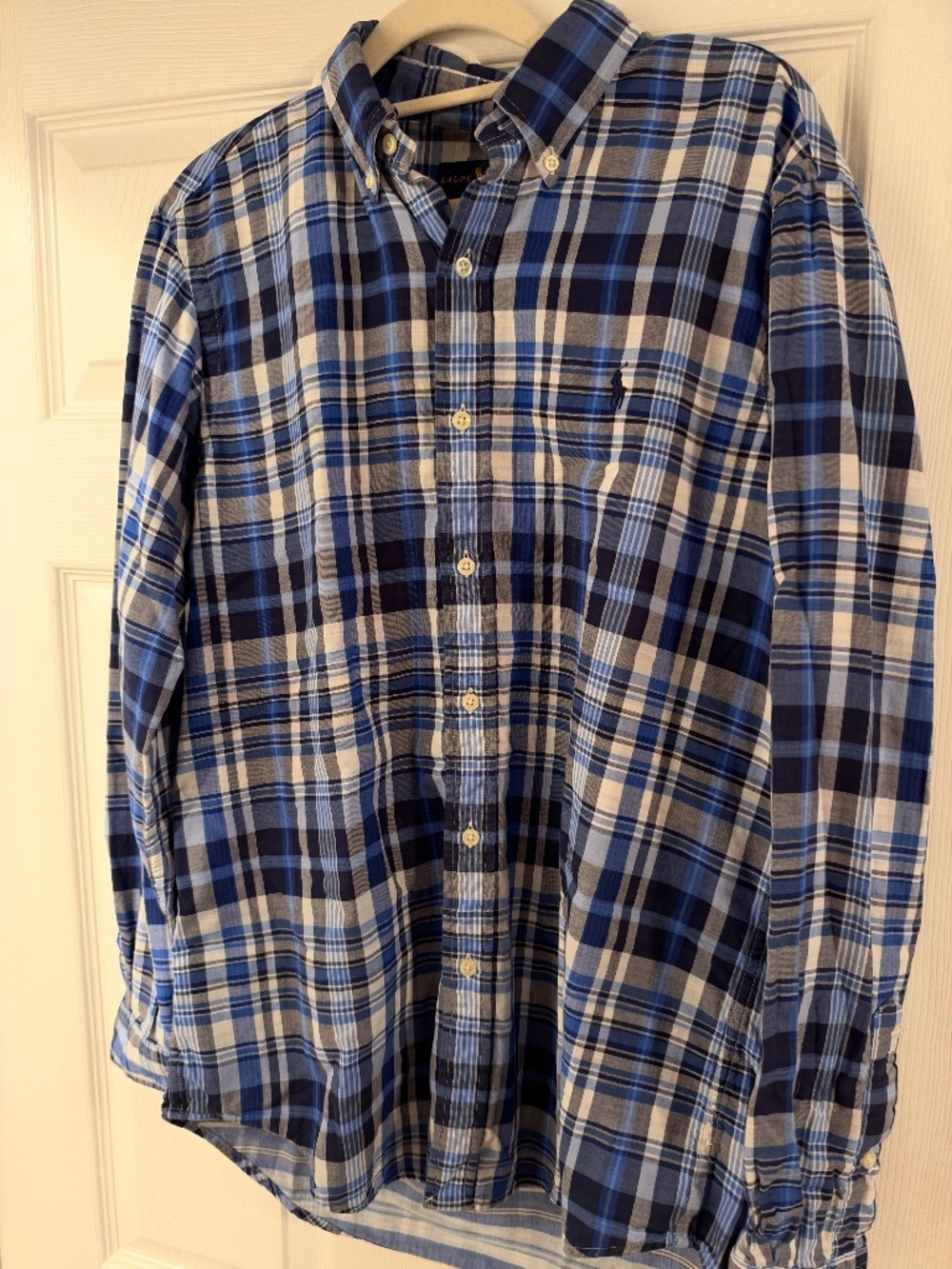 Polo Ralph Lauren Blue Plaid Button Down, Men's M